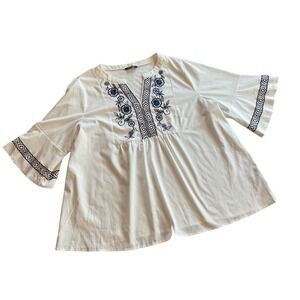 White Embroidered Women's Top